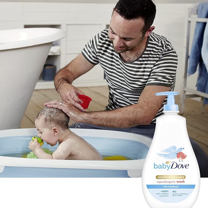 Baby Dove Sensitive Skin Care Baby Wash For Baby Bath Time Rich Moisture Tear-Free and Hypoallergenic, 20 oz (Packaging May Vary) (Pack of 2)