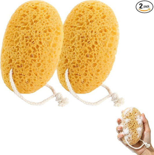 2PCS Bath Sponge, 6.1 Inch Durable Large Foam Loofah Face Puff for Body & Face Cleansing, Soft Exfoliating Natural Shower Sponges for Women, Men, Teenager