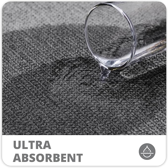 Bosap Bathroom Rugs Set 2 Pieces,Thin Bathroom Mats,Toilet Rugs,Quick Dry,Non-Slip,Machine Washable,Low Pile,Absorbent Bath Mats,Shower,Sink,Home Decor Accessories.Dark Grey,1'5"x2'3"+1'8"x2" U Shape