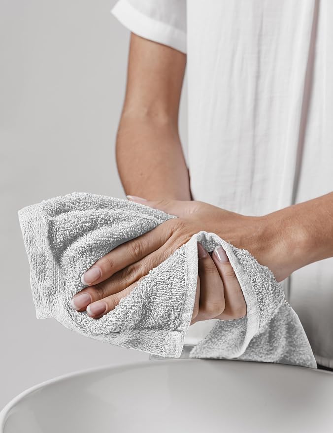 100% Organic Cotton Towels 650 GSM Plush Feather Touch Quick Dry Wash Cloth, Pack of 12 GOTS Certified, Oeko-Tex Green Certified, Organic Cotton Wash Cloth, 13"X13"