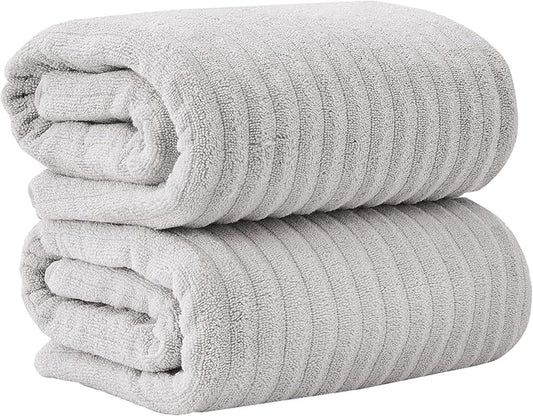 Great Bay Home 2 Pack Bath Sheet Set - 100% Cotton Towel Set - Absorbent & Quick-Dry Towels for Bathroom (Light Grey)