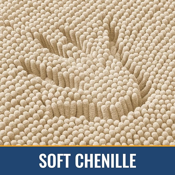 Arotive Bathroom Rugs 70x24, Extra Soft Absorbent Shaggy Chenille Bath Rugs, Machine Washable Rubber Backing Bath Mats for Bathroom Floor Tub and Shower, Home Decor Accessories, Beige