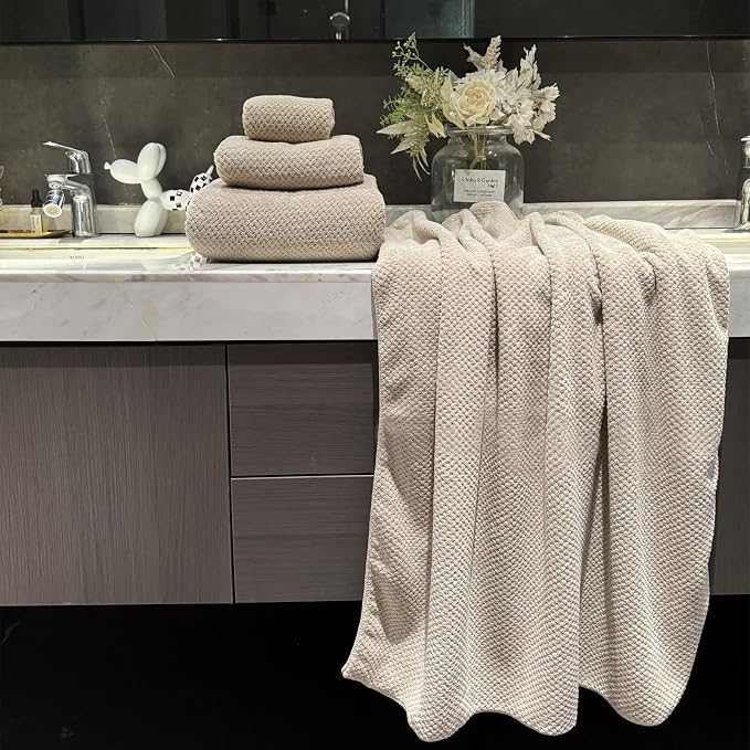 Oversized Bath Towels Extra Large 40x80 Inches Bath Sheets for Adults Super Soft Quick Dry Highly Absobent Microfiber Shower Towels (6 Piece,Beige)