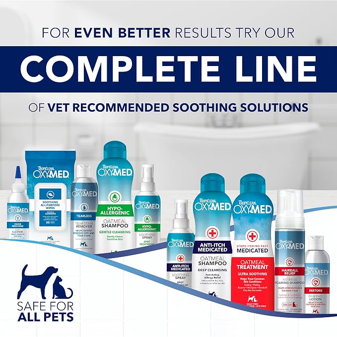 TropiClean Oxymed Tear Stain Remover for Dogs & Cats, Tearless Around The Eye Cleaner for Dogs & Cats 8 Ounce
