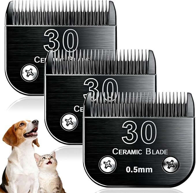 3Pack Dog Grooming Blades Replacement for Andis Dog Clpper 5FC Blades | Dog Clipper 30 Blades Compatible with Most Oster A5 Wahl KM Series Pet Clippers,Black
