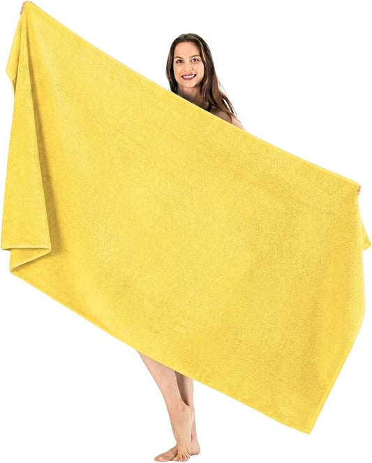 SALBAKOS Luxury 100% Turkish Cotton Bath Sheets 40x80 in Oversized Extra Large Bath Towels Thick Soft Absorbent Turkish Towel for Spa Beach (Pack of 1, Yellow, Jumbo Bath Sheet)