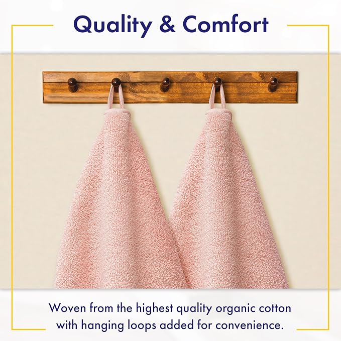 Alusa Home 100% Organic Luxury Bath Sheets - GOTS Certified - Extra Large 35x70 Inches (Pack of 2) Zero-Twist, Long-Staple Cotton Bath Sheet Set (Blush Pink)