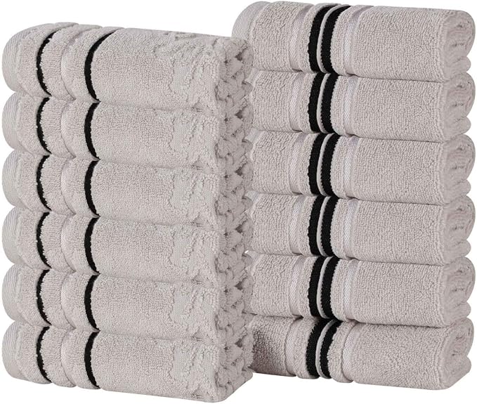 Superior Cotton Face Towel/Washcloth Set, Small Facial Towels, Spa, Hotel, Guest, Home, Bathroom Basics, Plush Soft Absorbent, Luxury Quick Drying, Zero Twist, Assorted Floral Set of 12, Platinum