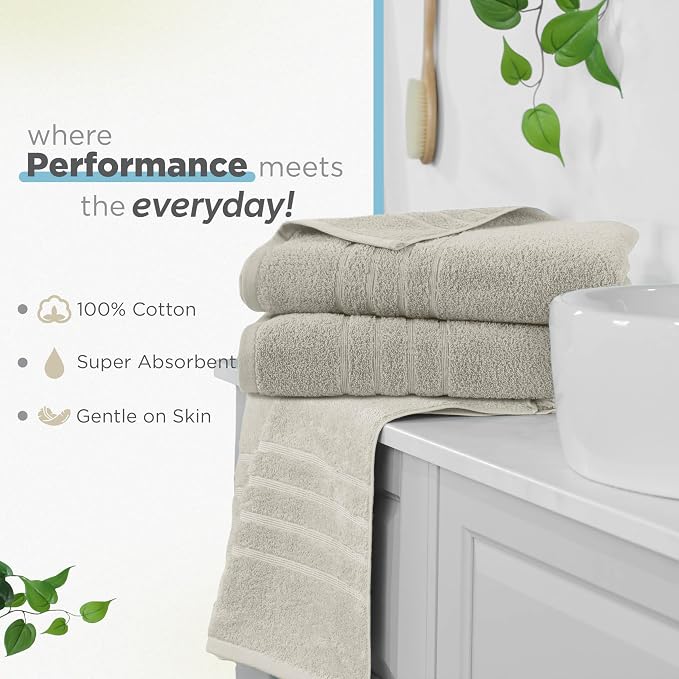 Martex 2-Pack Ultimate Performance Bath Sheet Set, New Sand, 33" x 65" | 100% Cotton, Extra Large Bath Towels, Super Absorbent, Low-Linting, Supersoft