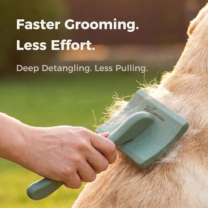 Slicker Brush for Dogs - Professional Long Pin Doodle Grooming Brush for Goldendoodles, Poodles, Labradoodles - Detangle, Fluff & Dematting Tool for Wavy & Curly Hair (Large Curved)
