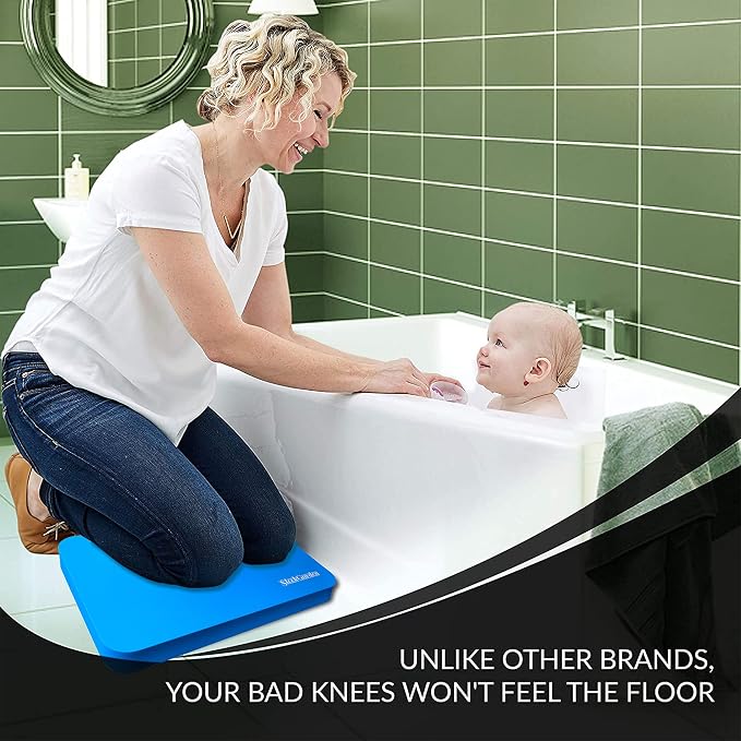 Premium Thick Kneeling Pads Bath Floor Kneeler for Baby, Knee Pad Cushion for Pool | Thickest, Most Comfortable Foam Mat Kneeler for Yoga & Exercise,Waterproof (12.5"x17.8"x2, Blue)