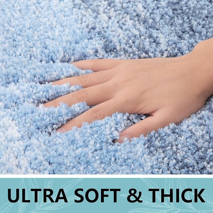 Arotive Microfiber Bathroom Rugs, Shaggy Soft and Absorbent Bath Rug, Thick Plush Machine Washable Dry Bath Mats for Bathroom, Tub and Shower, 36x24, Light Blue, Rectangular