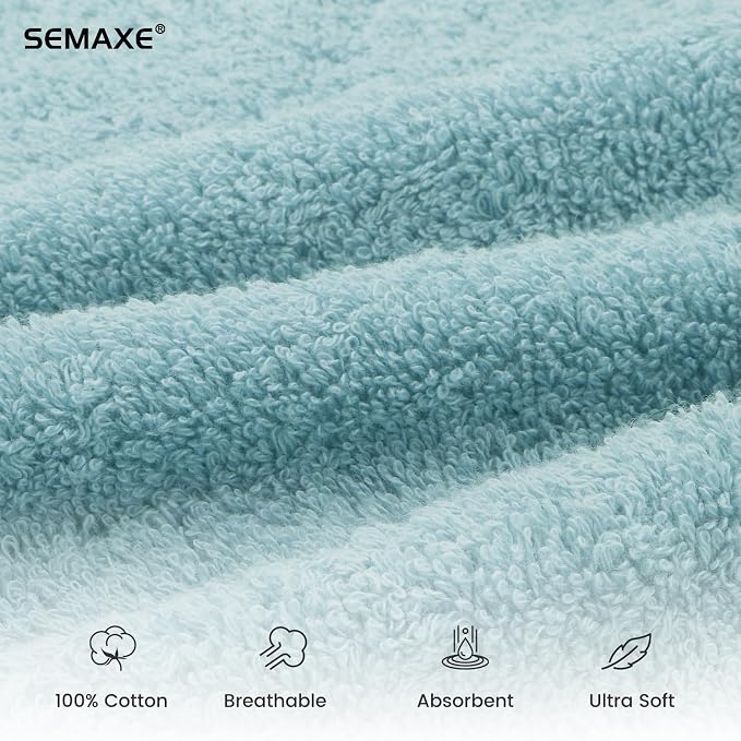 SEMAXE 12-Pack Blue Cotton Hand Towels for Bathroom with Hanging Loops | Sink-side towels for drying hands and face, ideal for bathrooms, guest baths, powder rooms, OEKO-TEX certified, easy care
