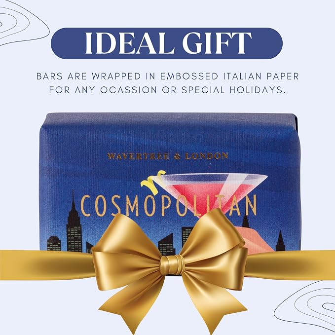 Wavertree & London Cosmopolitan Scented Natural Soap Bar, 7oz Moisturizing French Triple Milled Soap Bar for Women & Men Enriched with Organic Shea Butter, Pure Bath & Body Soap (1 Bar)