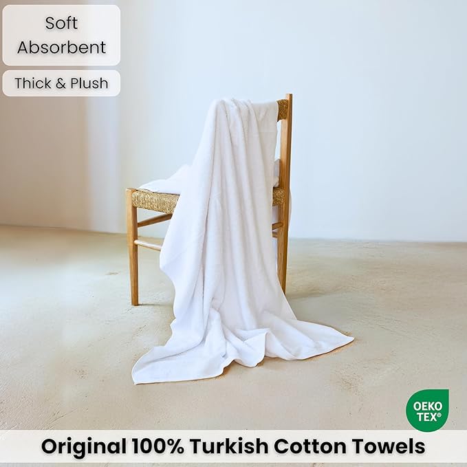 SALBAKOS Luxury 100% Turkish Cotton Bath Sheets 40x80 in Oversized Extra Large Bath Towels | Premium Hotel Quality Thick Soft Absorbent Turkish Towel for Spa Beach (Pack of 1, White, Jumbo Bath Sheet)