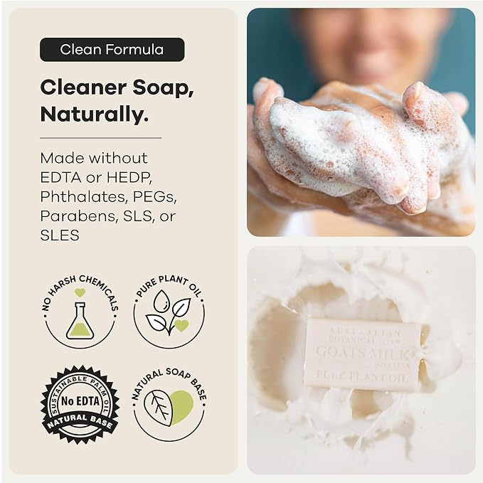 Australian Botanical Soap Goat Milk Soap Bar – Triple-Milled Body Cleanser with Shea Butter & Soya Bean Oil – Gentle Hydration for Sensitive Skin 6.8 oz – 1 Pack