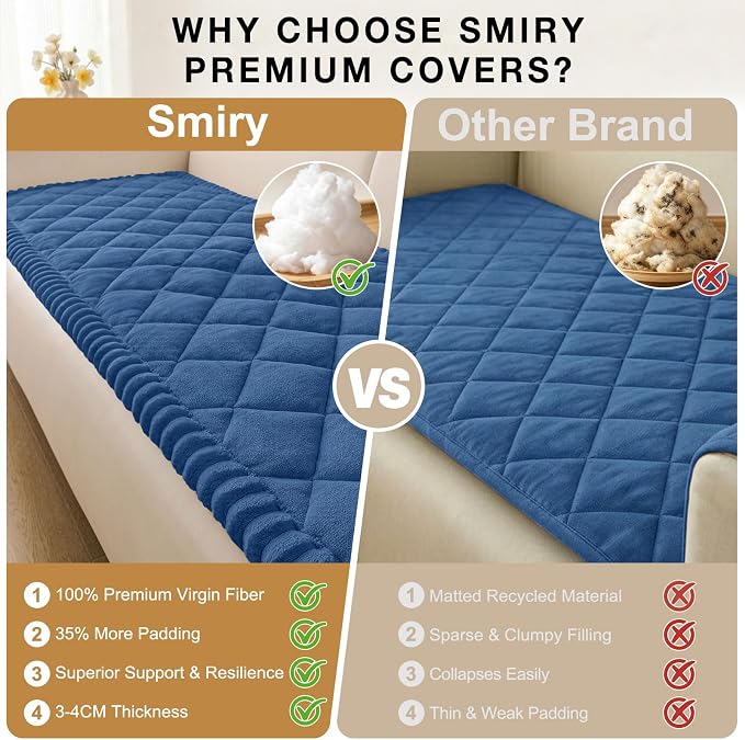 Smiry Couch Cover for Dogs, Non Slip Washable Pet Sofa Protector for Large Dogs, Cats, Fuzzy Plush Sofa Covers for 3 Cushion Couch, Against Fur, Dirt & Scratch Resistant, Navy, 27.6"×82.7"