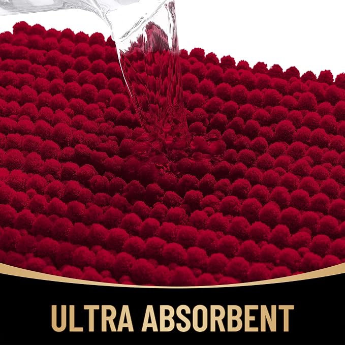 OLANLY Thick Bathroom Runner Rugs 44x24, Extra Soft Absorbent Chenille Bath Rugs, Rubber Backing, Machine Wash Dry, Long Bath Mats for Bathroom Floor, Tub and Shower, Home Decor Accessories, Red
