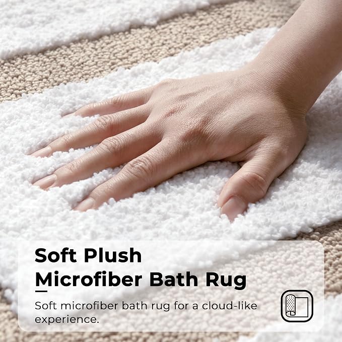 GRANNY SAYS Microfiber Bathroom Rugs Non Slip Washable, Water Absorbent Bathroom Mats for Tub, Soft Bath Mats for Bath Floor & Shower, Bath Rug, 16" x 24", Khaki Bath Rugs