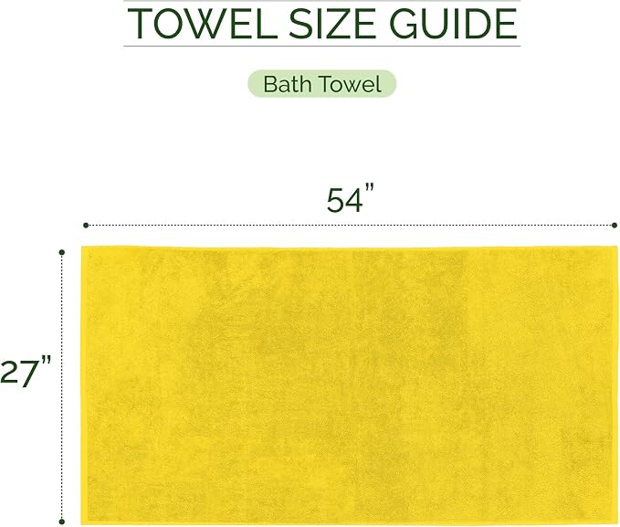 Elegant Comfort Three Line Popcorn Towel Set for Bathroom 27 x 54 inches, Premium Hotel Quality 2-Pack Bath Towels, 100% Turkish Cotton, Soft and Durable, Quick Dry and Highly Absorbent, Yellow