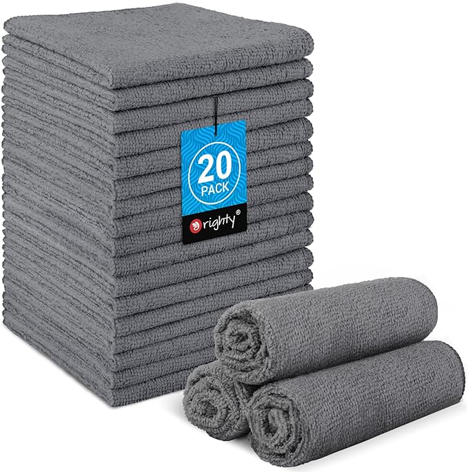 Orighty Wash Cloths, 20 Pack Face Towels, Soft Quick-Drying Washcloths, Multi-Purpose Microfiber Face Cloths for Bathroom, Gym, Spa, Hotel, Travel, 11.5"x11.5", Grey