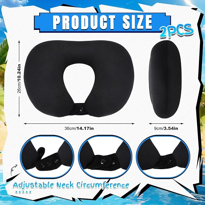 Sieral Neoprene Swim Collar Float, 14.2 x 10.2 x 3.5 Inch Non-Inflatable Head Neck Support Pillow Float Swimming Neck Pillow for Pool Water Training, Bath, Shower, Spa, Travel and Home, Black
