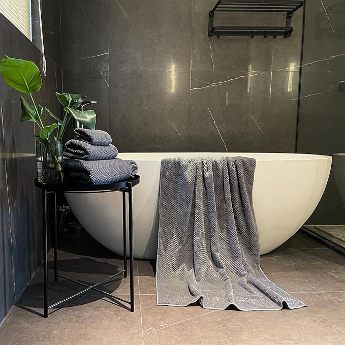 Oversized Bath Towels Extra Large 40x80 Inches Bath Sheets for Adults Super Soft Quick Dry Highly Absobent Microfiber Shower Towels (2 Piece, Charcoal)…