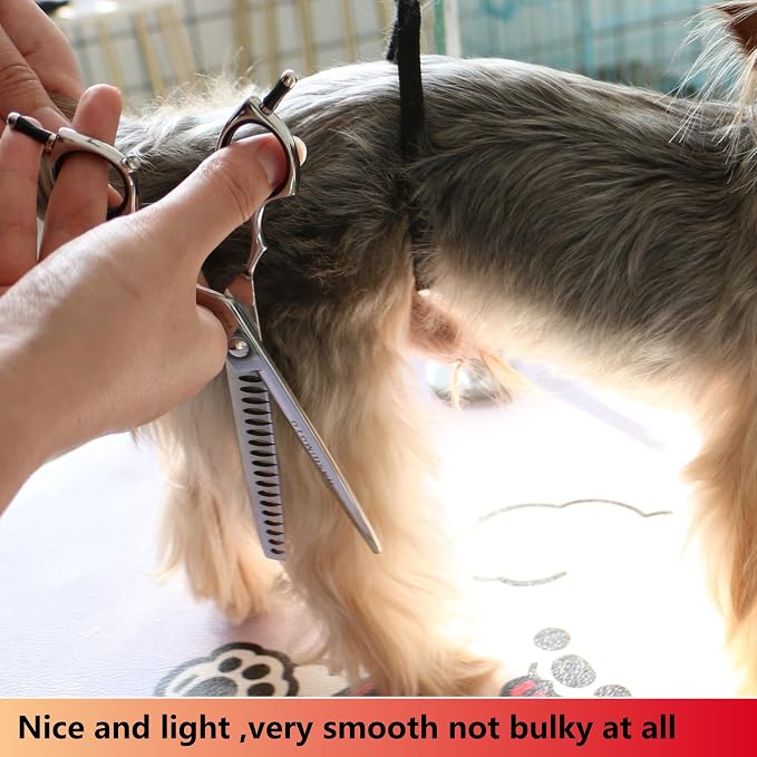 HASHIMOTO Dog Grooming Chunkers for Large Hands,Dog Texturizing Shears,Cat Scissors,19 teeth,7.0 inch,Light Weight.