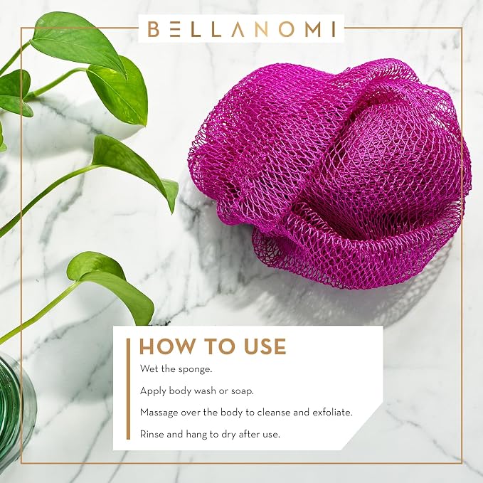 BELLANOMI African Exfoliating Net Sponge, Authentic, Ethically sourced from Nigeria, 45 inches Long, Back Scrubber for Daily use (Emerald Green)