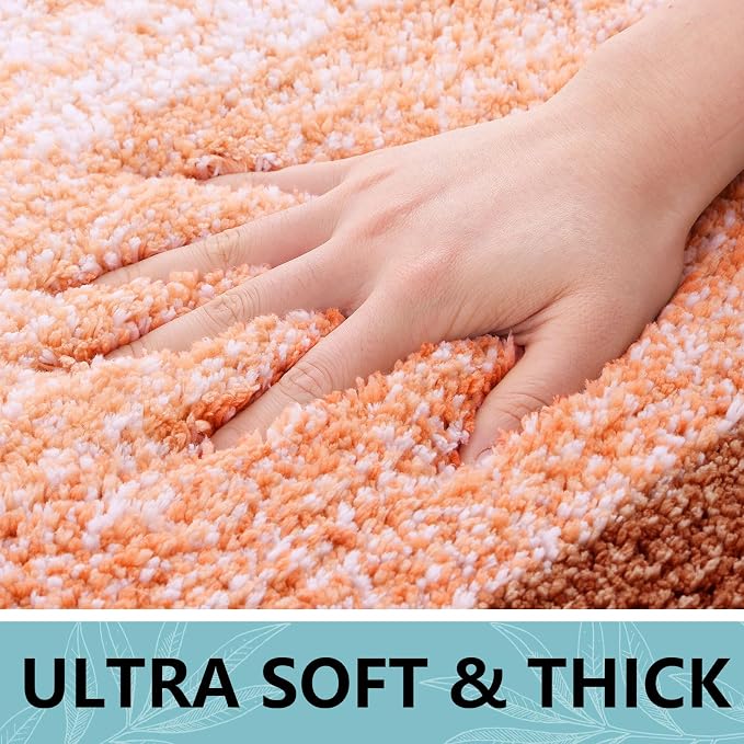 Arotive Microfiber Bathroom Rugs, Shaggy Soft and Absorbent Bath Rug, Thick Plush Machine Washable Dry Bath Mats for Bathroom, Tub and Shower, 54x24, Orange, Rectangular