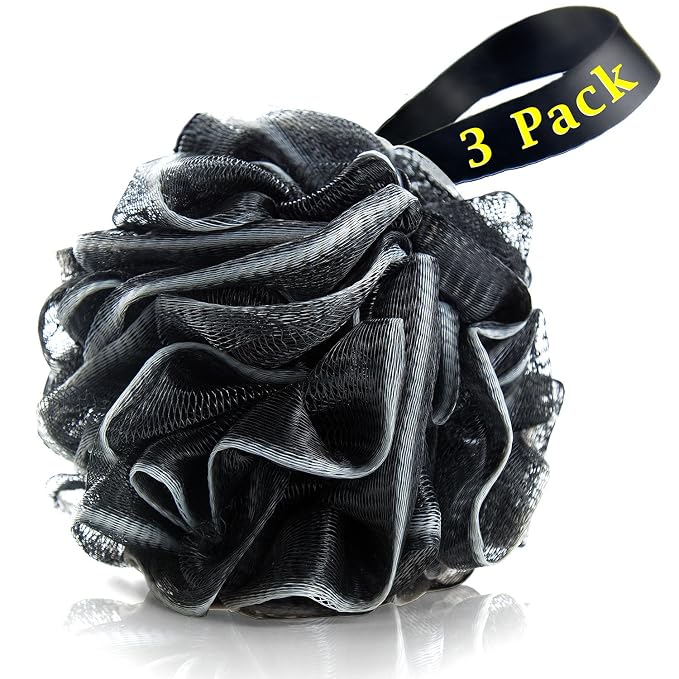 Bath Loofahs Sponge Shower Pouf Body Scrubber Mesh Pouf Bath Sponge 3 Pack