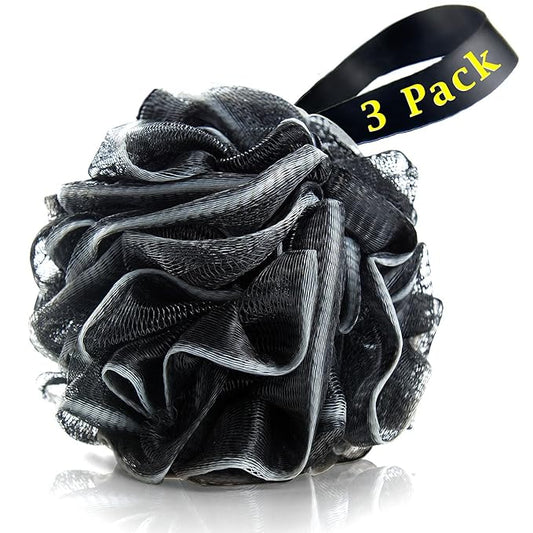 Bath Loofahs Sponge Shower Pouf Body Scrubber Mesh Pouf Bath Sponge 3 Pack