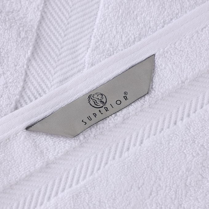 Superior Zero Twist 100% Cotton Bathroom Towels, Super Soft, Fluffy, and Absorbent, Premium Quality 6 Piece Towel Set with 2 Washcloths, 2 Hand Towels, and 2 Bath Towels, White