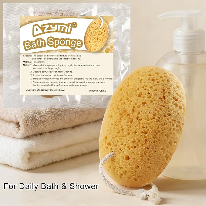 Bath Sponge, 2Pcs Large Shower Sponges for Women Men | Soft Sponge for Bathing, Exfoliating Wash Sponge Body Puff with Dense Foam for Gentle & Deep Cleanse for Sensitive Dry Skin