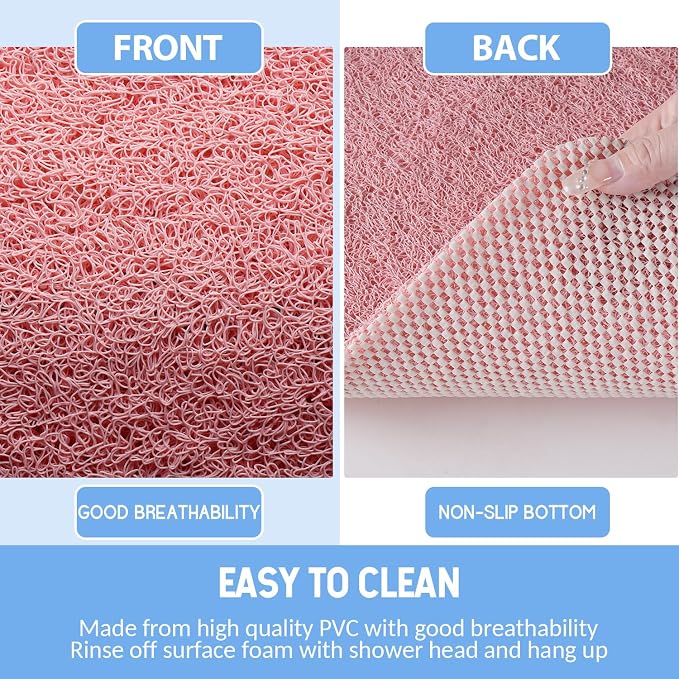 Hargiis Non-Slip Bathtub Mat, Anti Slip Shower Mat, Fast Drying Bathtub Mats, Foot Scrubber Mat, Anti Slip Mat for Tub, Floor, Bathroom, Kitchen, Home, Hotel (Pink 24"×24")