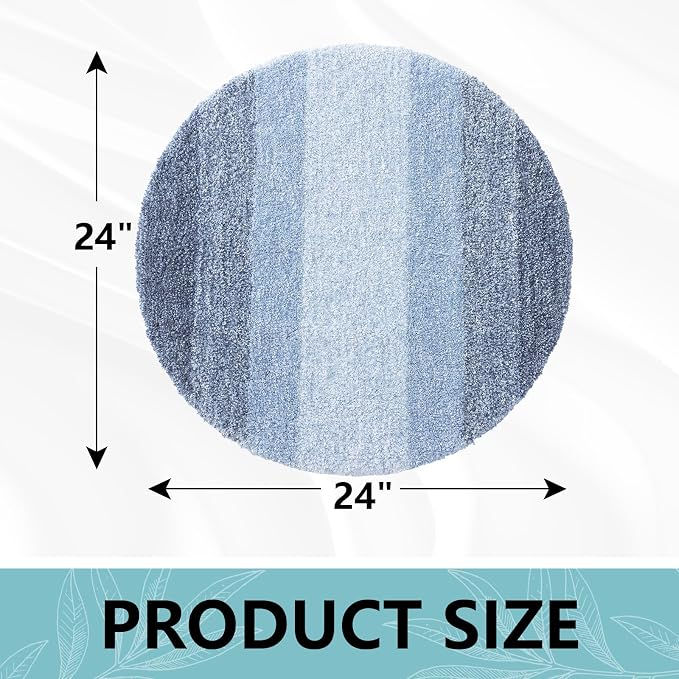 Arotive Microfiber Bathroom Rugs, Shaggy Soft and Absorbent Bath Rug, Thick Plush Machine Washable Dry Bath Mats for Bathroom, Tub and Shower, 24x24, Light Blue, Round