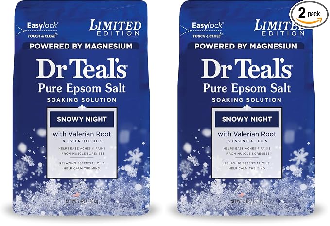 Dr Teal's Epsom Salt Magnesium Soak, Snowy Night, 3 lbs (Pack of 2)