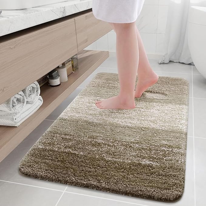 Arotive Microfiber Bathroom Rugs, Shaggy Soft and Absorbent Bath Rug, Thick Plush Machine Washable Dry Bath Mats for Bathroom, Tub and Shower, 36x24, Coffee, Rectangular