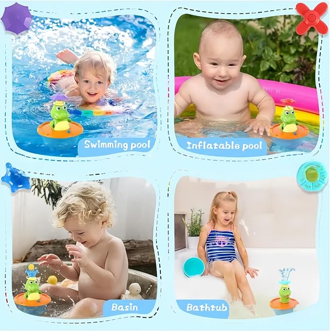 Bath Toys for Toddlers - Light Up Crocodile Fountain with 5 Spray Modes, ABS Plastic Bath Toy for Bathroom & Swimming Pool