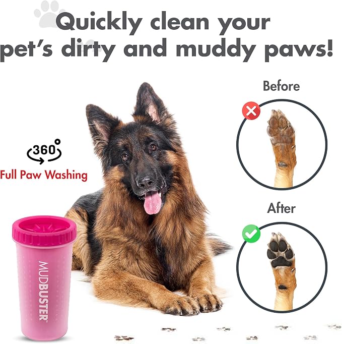 Dexas MudBuster Portable Dog Paw Cleaner, Pink Large Pet Supplies and Accessories (Pack of 6)