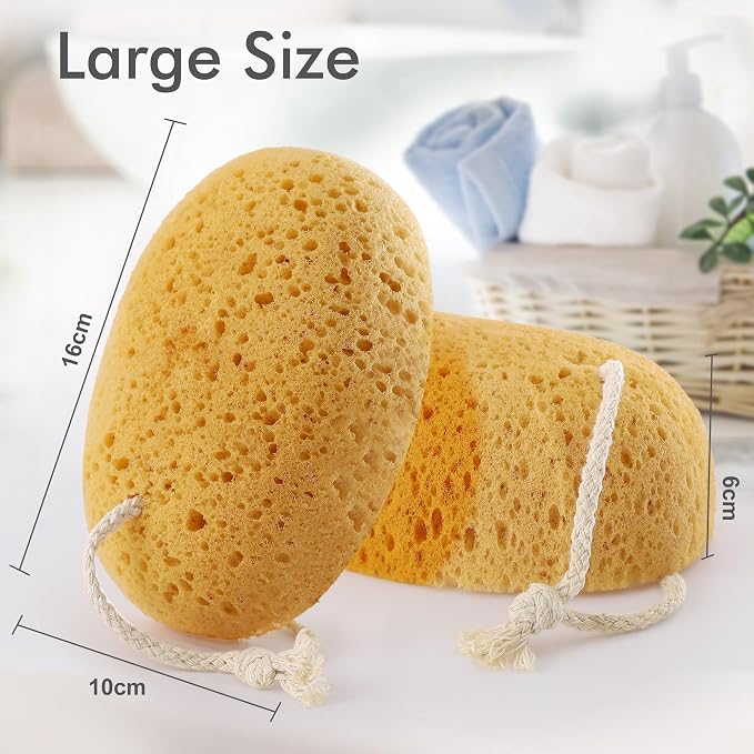 Bath Sponges for Shower, Azymi 4-Pack Sponges Bath for Sensitive Dry Skin | Soft Body Sponge Bath Foam, Creates Luxurious Lather for Gentle & Deep Cleansing Exfoliating for Women Men Elderly