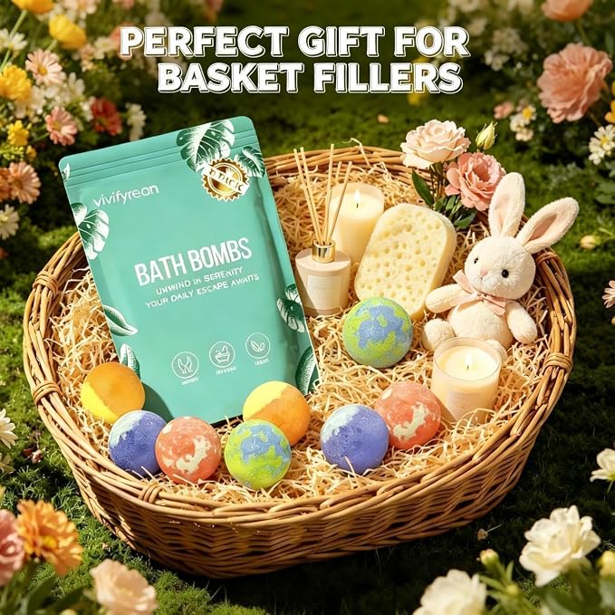 Bath Bombs for Women and Girls, Anniversary Birthday Gift, Natural Organic Fizzy Bath Bombs, Stress Relief, Self-Care Relaxation Home Spa, Pack of 8 in Bag, with Essential Oils & Epsom Salts, 4 Scents