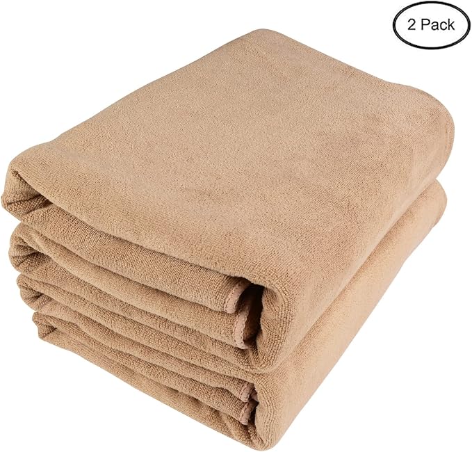 Oversized Microfiber Bath Towels (Bath Sheets), 2 Pack (32 x 71 Inch), Extra Large Super Absorbent, Quick Fast Dry, Soft Eco-Friendly Towels for Body, Bathroom, Travel (2PCS Camel)