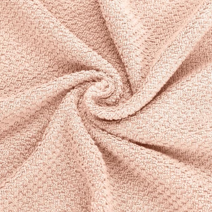Feather & Stitch 100% Cotton 625 GSM Bath Towel Set of 6, Ultra Soft Highly Absorbent 2 Bath Towels, 2 Hand Towels & 2 Washcloth - Luxury Quick Dry Shower Towels (Pale Peach)