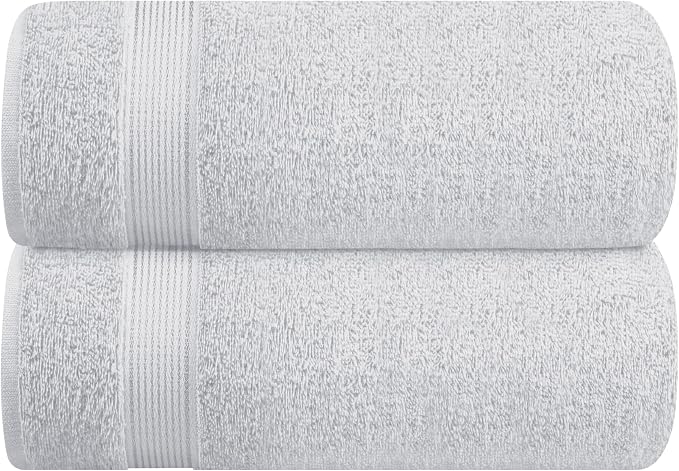 Belizzi Home Cotton 2 Pack Oversized Bath Sheet 35x70, Large Bath Sheet, Ultra Soft, Absorbent, Compact, Eco-Friendly, Recyclable, Quick Drying and Lightweight Towel - Light Grey