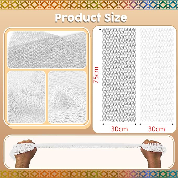2-Pack African Net Sponge - Exfoliating Scrubber for Face & Body Shower, Travel-Ready, Durable, Gentle Exfoliation for Sensitive Skin(White,Grey)