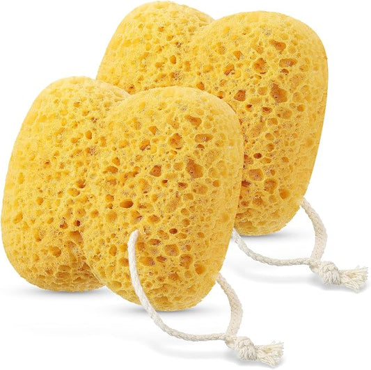 2Pcs Bath Sponge, 5.3 inch Curvy Exfoliating Foam Loofah, Large Shower Pouf Face Puff for Women, Men, Teenager Body Cleansing Supplies Sensitive Dry Skin