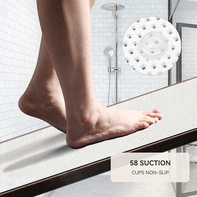 Bathtub Mat Non Slip, Soft Foam Bath Mat for Tub, Bathtub Mat with Drain Holes, Suction Cups Shower Mat (White, 36''X17'')