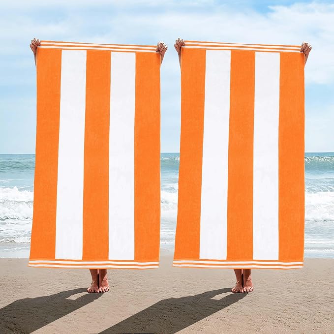 Superior Oversized Beach Towel, Orange (Set of 2)