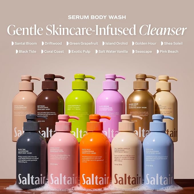 Saltair Body Wash 2-Pack – Salt Water Vanilla – Moisturizing Body Wash with Multi-Algae Complex – Scented Shower Gel for Women and Men – 2x 17oz – Vegan, Cruelty-Free, Paraben-Free